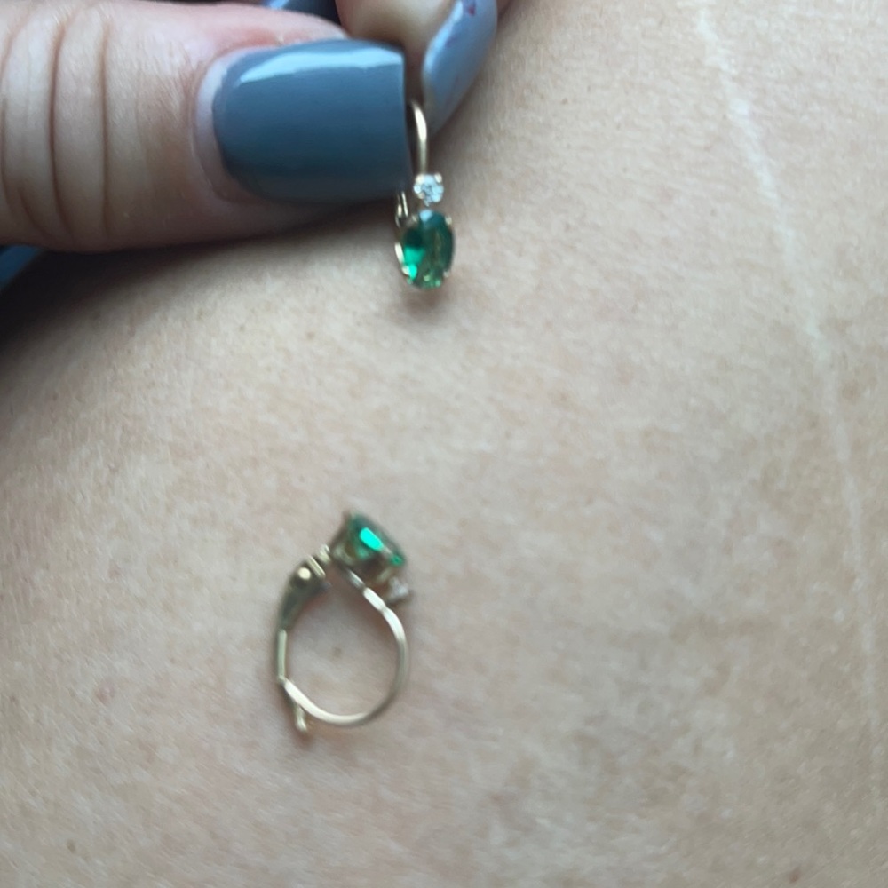 Emerald and diamond earrings